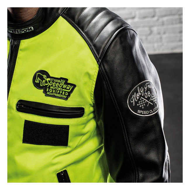 Holy Freedom Zero Vision Leather Jacket Black / Fluo Yellow - FREE UK Shipping, FREE 365 Day Returns | Moto Central