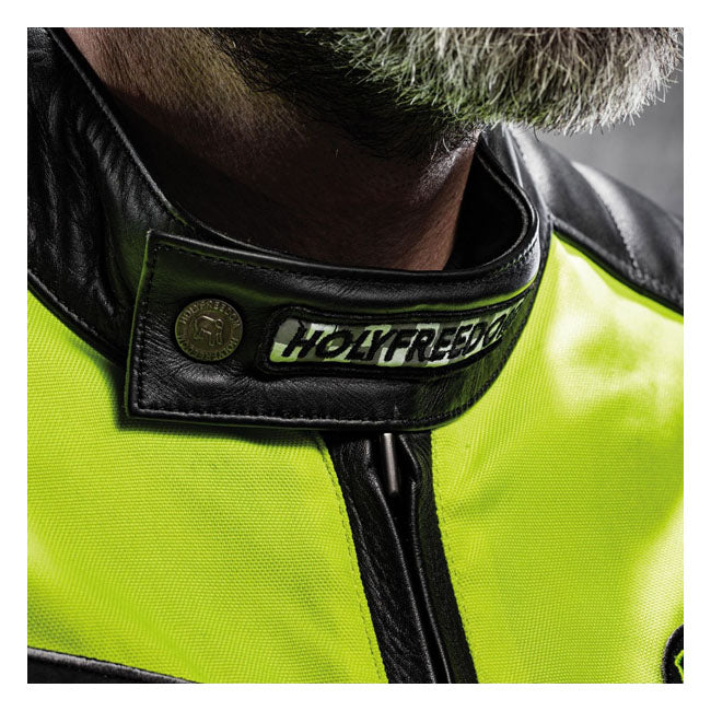 Holy Freedom Zero Vision Leather Jacket Black / Fluo Yellow - FREE UK Shipping, FREE 365 Day Returns | Moto Central