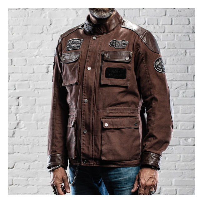 Holy Freedom Quattro Wax Leather Jacket Brown  - FREE UK Delivery - Moto Central