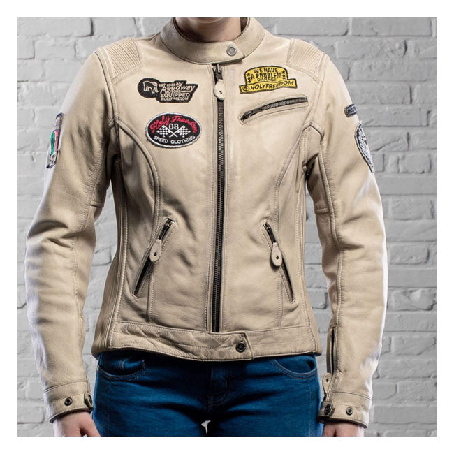 Holy Freedom Problem Ladies Leather Jacket Off White