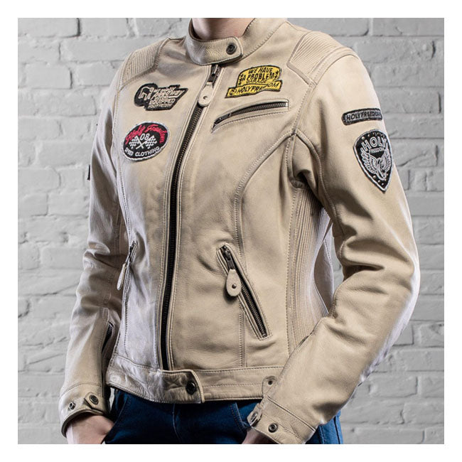 Holy Freedom Problem Ladies Leather Jacket Off White