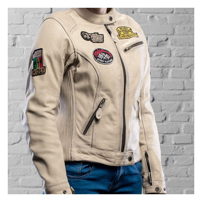 Holy Freedom Problem Ladies Leather Jacket Off White