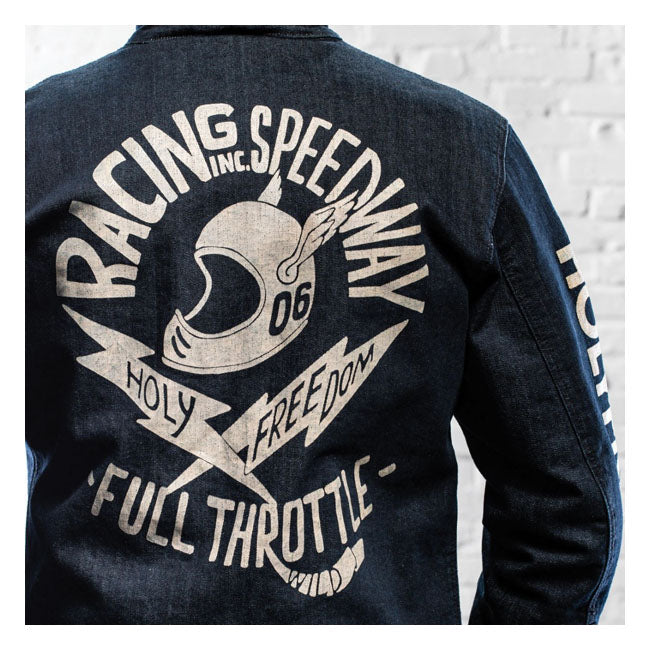 Holy Freedom Genoa Stampato Jacket Denim - FREE UK Shipping, FREE 365 Day Returns | Moto Central