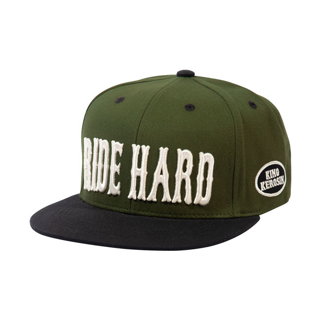 King Kerosin Ride Hard Snapback Cap Olive / Black