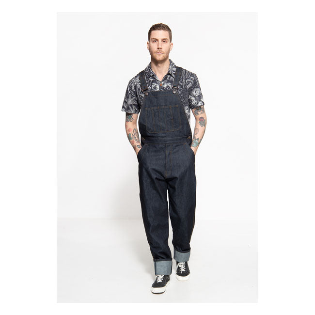 King Kerosin Dungaree Jeans Dark Blue - FREE UK Shipping, FREE 365 Day Returns | Moto Central