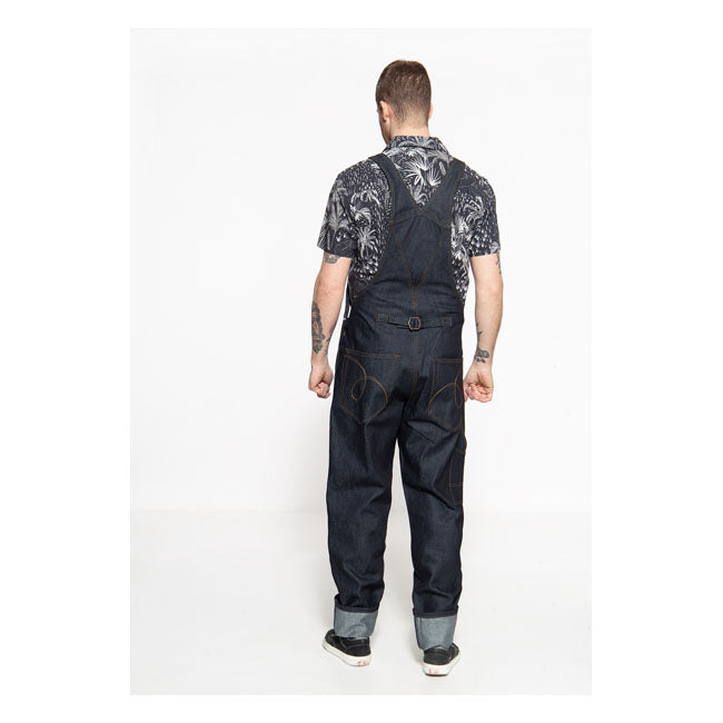 King Kerosin Dungaree Jeans Dark Blue - FREE UK Shipping, FREE 365 Day Returns | Moto Central