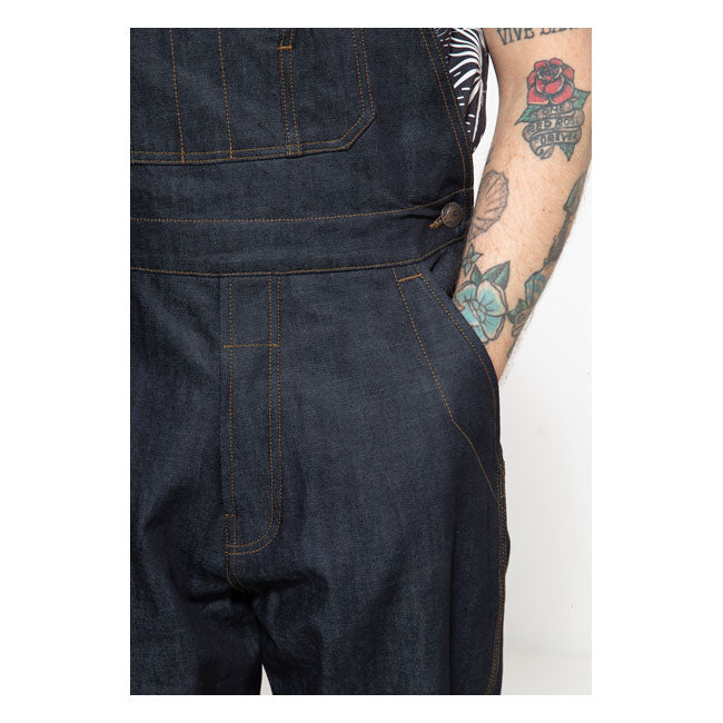 King Kerosin Dungaree Jeans Dark Blue - FREE UK Shipping, FREE 365 Day Returns | Moto Central