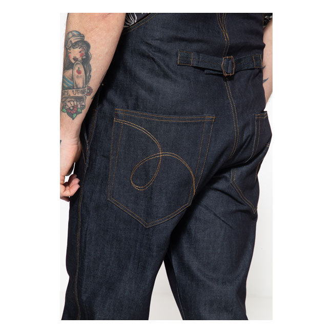 King Kerosin Dungaree Jeans Dark Blue - FREE UK Shipping, FREE 365 Day Returns | Moto Central