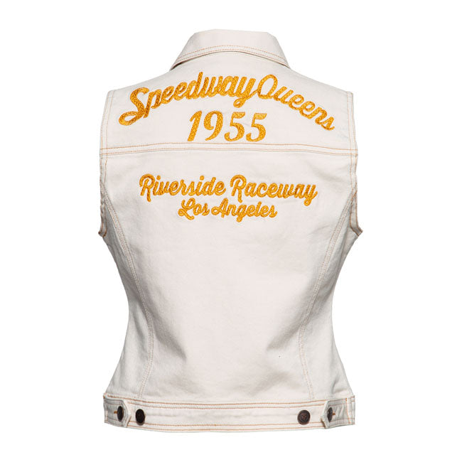 King Kerosin Queen Kerosin Speedway Ladies Denim Vest Nature White