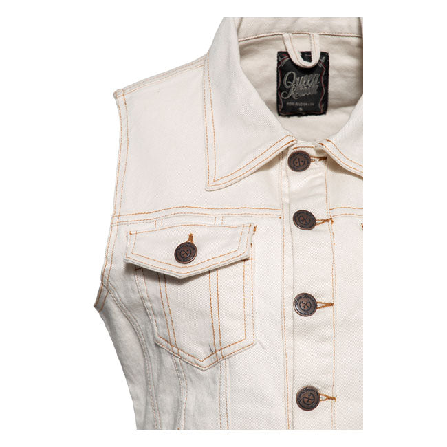 King Kerosin Queen Kerosin Speedway Ladies Denim Vest Nature White