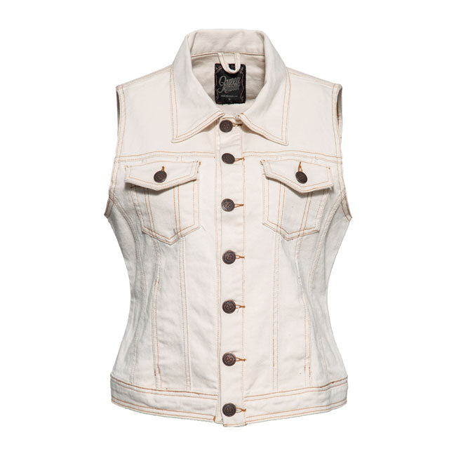 King Kerosin Queen Kerosin Speedway Ladies Denim Vest Nature White