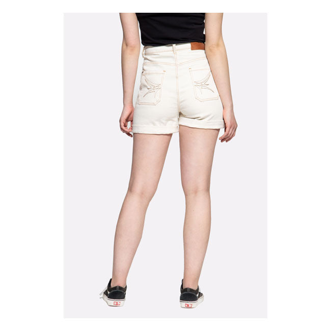 King Kerosin Queen Kerosin Denim Ladies Shorts Nature White