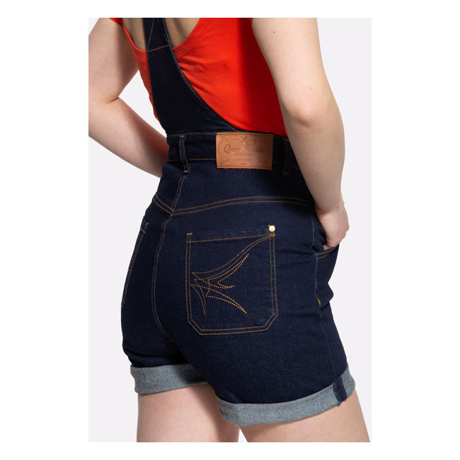 King Kerosin Queen Kerosin Dungaree Denim Ladies Shorts Dark Blue