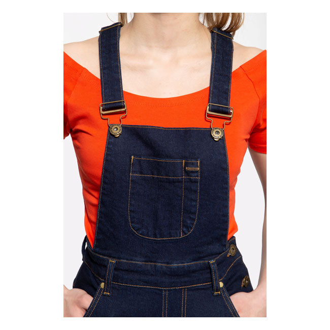 King Kerosin Queen Kerosin Dungaree Denim Ladies Shorts Dark Blue