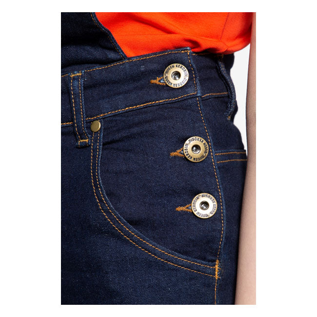 King Kerosin Queen Kerosin Dungaree Denim Ladies Shorts Dark Blue