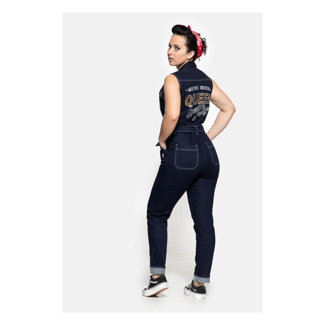 King Kerosin Queen Kerosin Speedway Sleeveless Ladies Overall Dark Blue