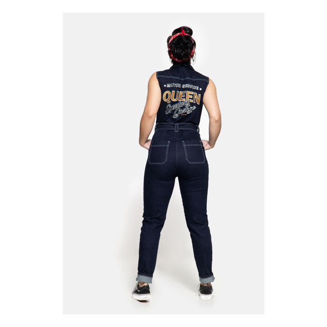 King Kerosin Queen Kerosin Speedway Sleeveless Ladies Overall Dark Blue