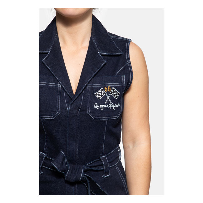 King Kerosin Queen Kerosin Speedway Sleeveless Ladies Overall Dark Blue