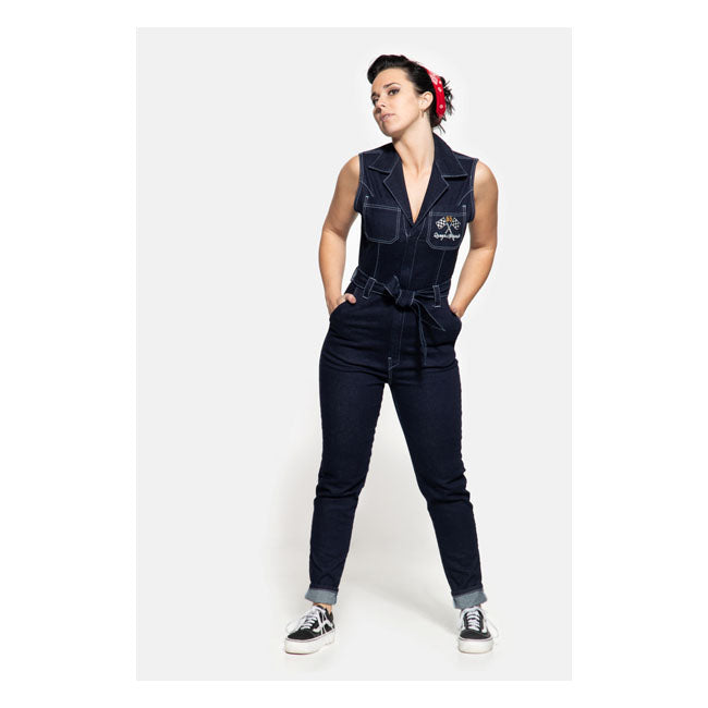 King Kerosin Queen Kerosin Speedway Sleeveless Ladies Overall Dark Blue