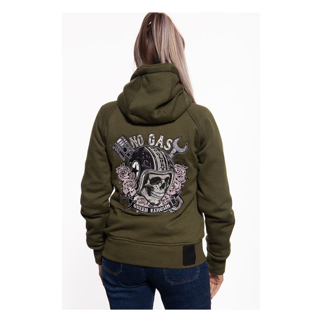 King Kerosin Queen Kerosin No Gas No Glory Ladies Hoodie Olive