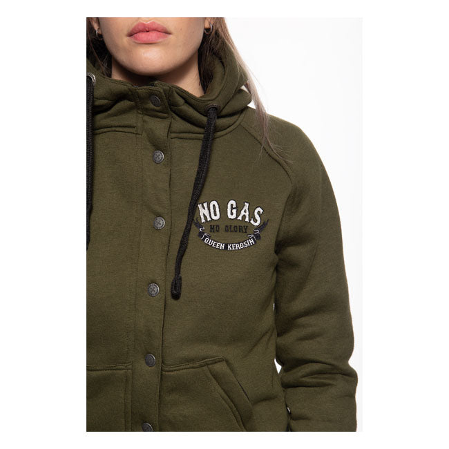 King Kerosin Queen Kerosin No Gas No Glory Ladies Hoodie Olive