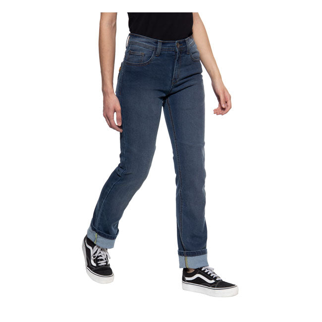 King Kerosin Queen Kerosin Motogear Ladies Jeans Light Blue