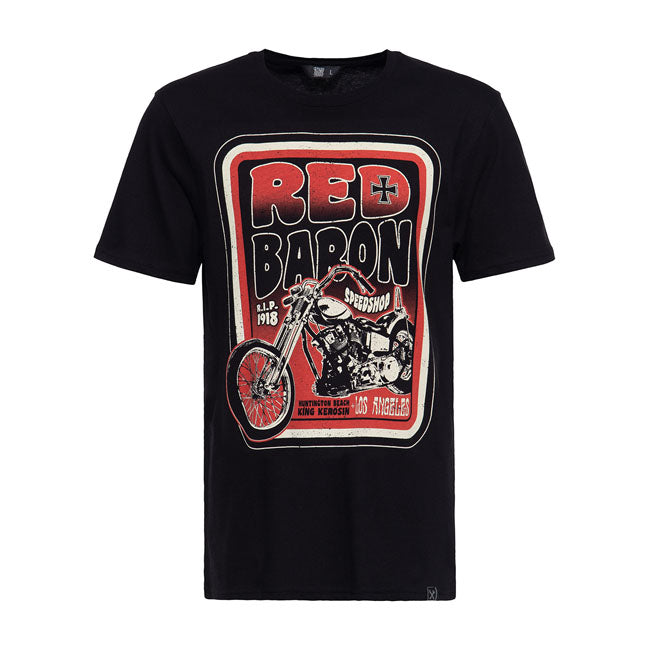 King Kerosin Red Baron Speedshop T-Shirt Black - FREE UK Shipping, FREE 365 Day Returns | Moto Central