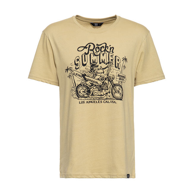 King Kerosin Rock'N Summer T-Shirt Pale Olive - FREE UK Shipping, FREE 365 Day Returns | Moto Central