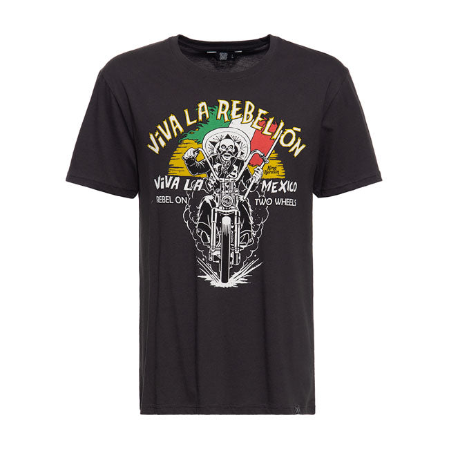 King Kerosin Viva La Rebellion T-Shirt Steel Grey - FREE UK Shipping, FREE 365 Day Returns | Moto Central