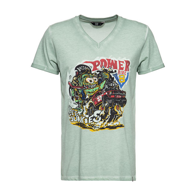 King Kerosin V8 Monster T-Shirt Oilwashed Mint - FREE UK Shipping, FREE 365 Day Returns | Moto Central