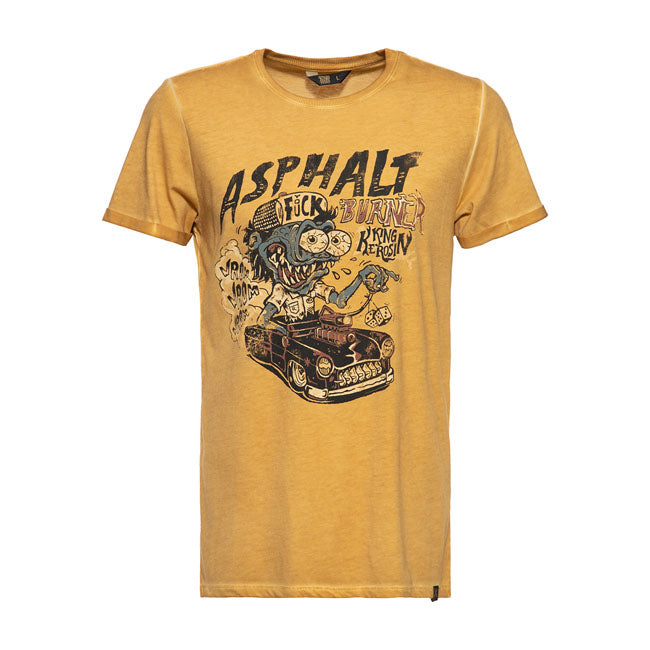 King Kerosin Asphalt Monster T-Shirt Oilwashed Curry - FREE UK Shipping, FREE 365 Day Returns | Moto Central