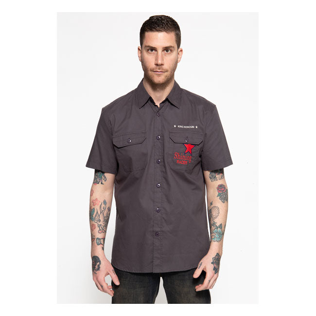 King Kerosin Shining Racer Workwear Shirt Grey - FREE UK Shipping, FREE 365 Day Returns | Moto Central