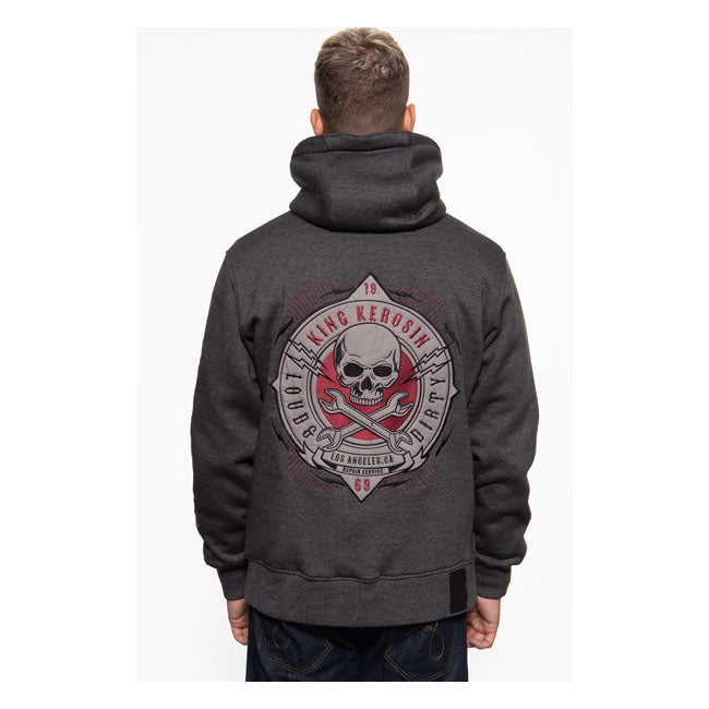 King Kerosin Loud And Dirty Hoodie Grey - FREE UK Shipping, FREE 365 Day Returns | Moto Central