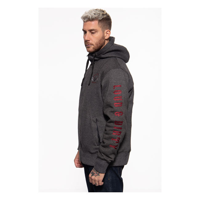 King Kerosin Loud And Dirty Hoodie Grey - FREE UK Shipping, FREE 365 Day Returns | Moto Central