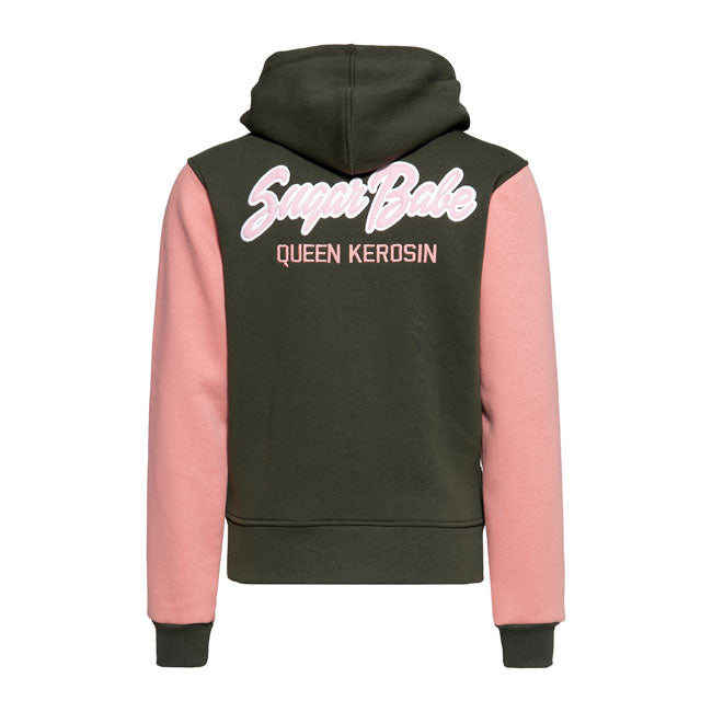 King Kerosin Queen Kerosin Sugar Babe Ladies Hoodie Olive / Pink