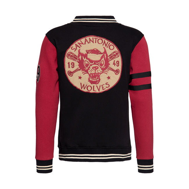 King Kerosin San Antonio Volves College Jacket Black / Bordeaux - FREE UK Shipping, FREE 365 Day Returns | Moto Central