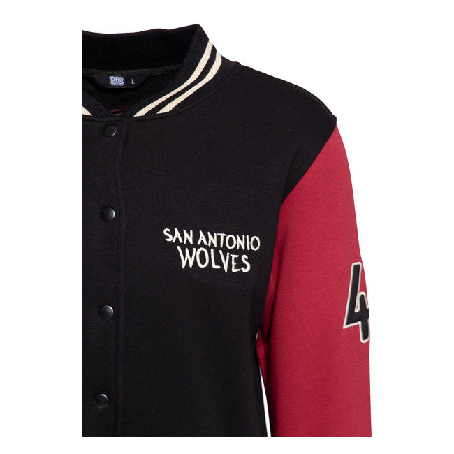 King Kerosin San Antonio Volves College Jacket Black / Bordeaux - FREE UK Shipping, FREE 365 Day Returns | Moto Central