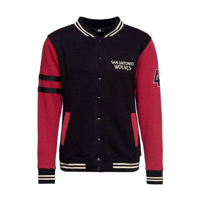 King Kerosin San Antonio Volves College Jacket Black / Bordeaux - FREE UK Shipping, FREE 365 Day Returns | Moto Central