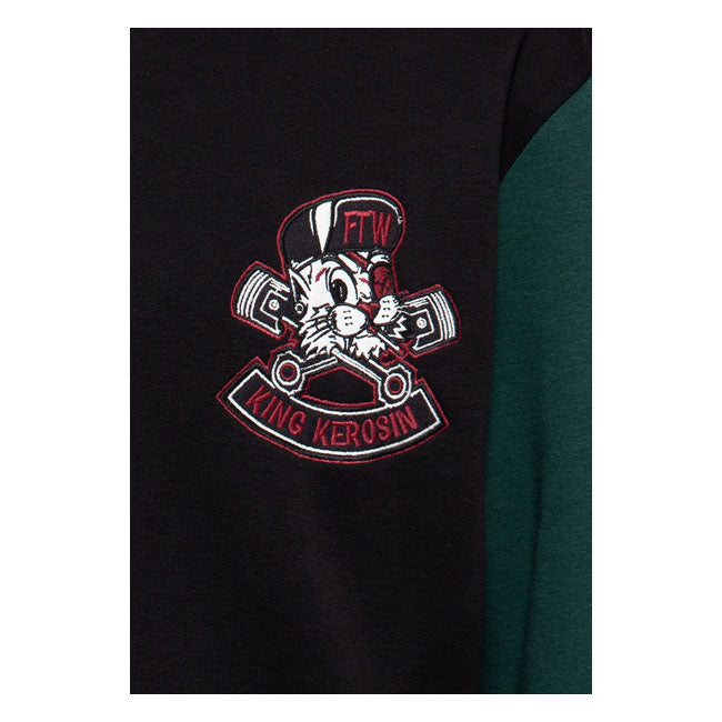 King Kerosin Street Cat College Jacket Black / Smoke Green - FREE UK Shipping, FREE 365 Day Returns | Moto Central