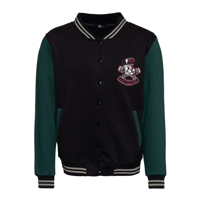 King Kerosin Street Cat College Jacket Black / Smoke Green - FREE UK Shipping, FREE 365 Day Returns | Moto Central