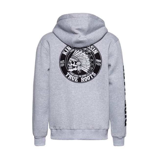 King Kerosin True Roots Hoodie Grey Melange - FREE UK Shipping, FREE 365 Day Returns | Moto Central