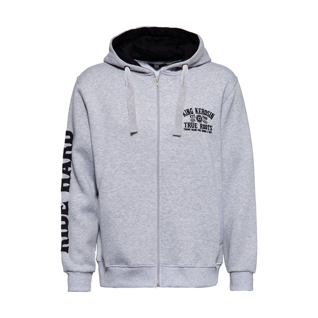 King Kerosin True Roots Hoodie Grey Melange - FREE UK Shipping, FREE 365 Day Returns | Moto Central