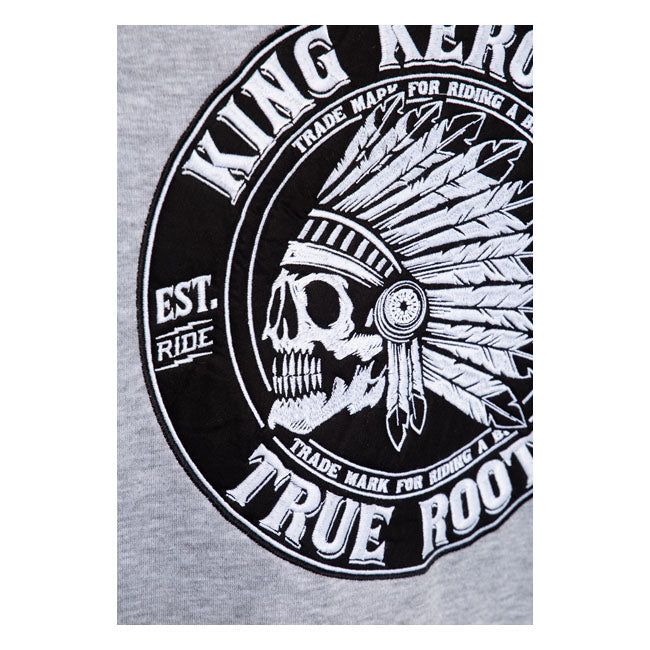 King Kerosin True Roots Hoodie Grey Melange / Smoke Green - FREE UK Shipping, FREE 365 Day Returns | Moto Central