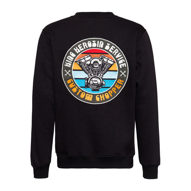 King Kerosin Custom Chopper Sweatshirt Black - FREE UK Shipping, FREE 365 Day Returns | Moto Central