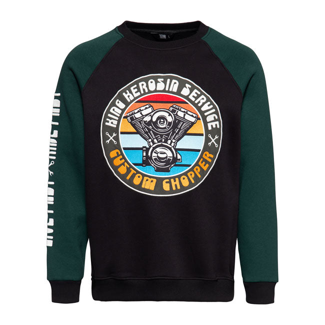 King Kerosin Custom Chopper Sweatshirt Black Smoke - FREE UK Shipping, FREE 365 Day Returns | Moto Central