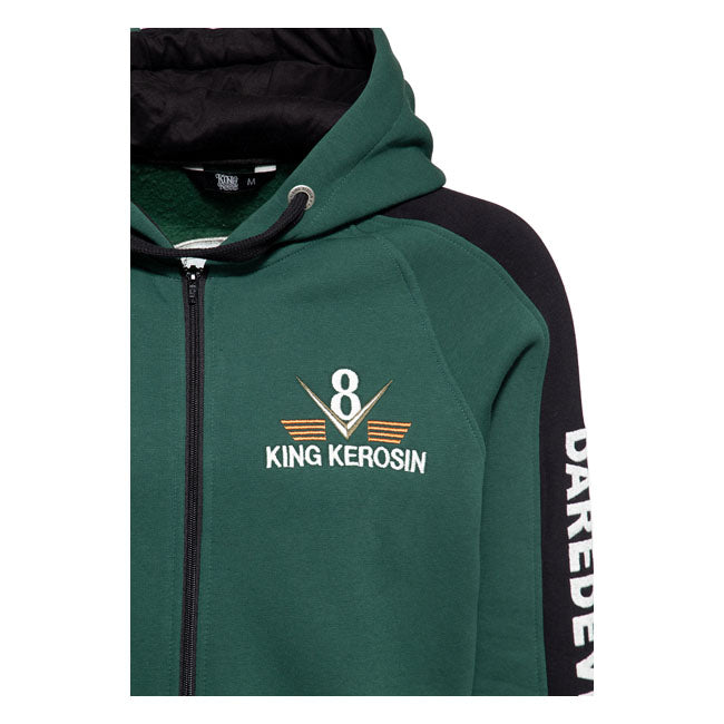 King Kerosin Speedway Hoodie Smoke Green / Black - FREE UK Shipping, FREE 365 Day Returns | Moto Central