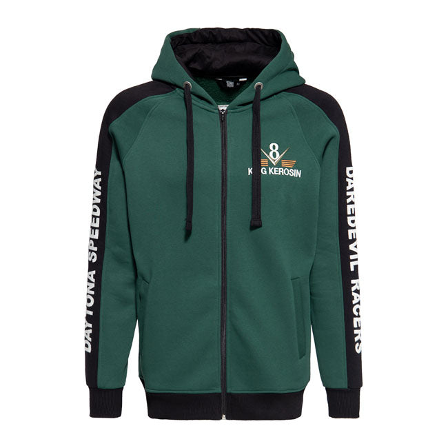 King Kerosin Speedway Hoodie Smoke Green / Black - FREE UK Shipping, FREE 365 Day Returns | Moto Central