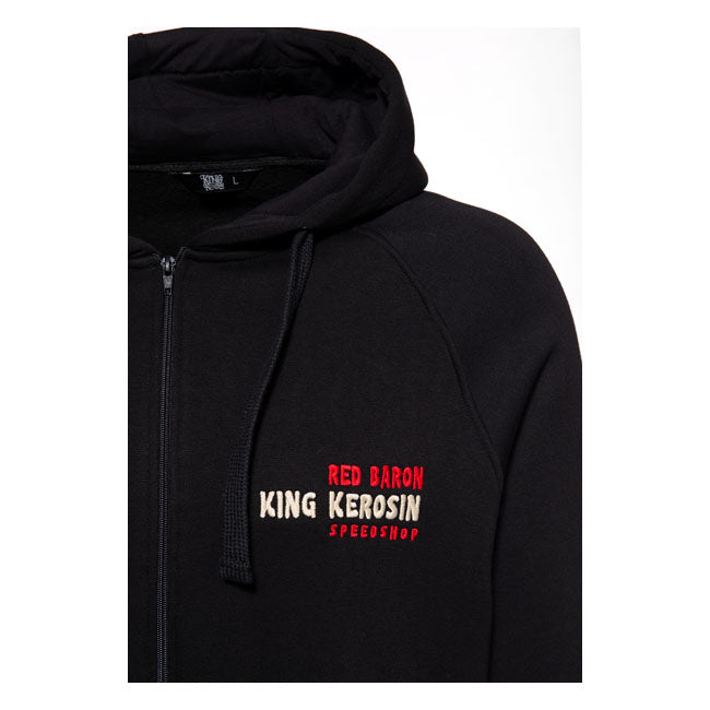 King Kerosin Red Baron Hoodie Black - FREE UK Shipping, FREE 365 Day Returns | Moto Central