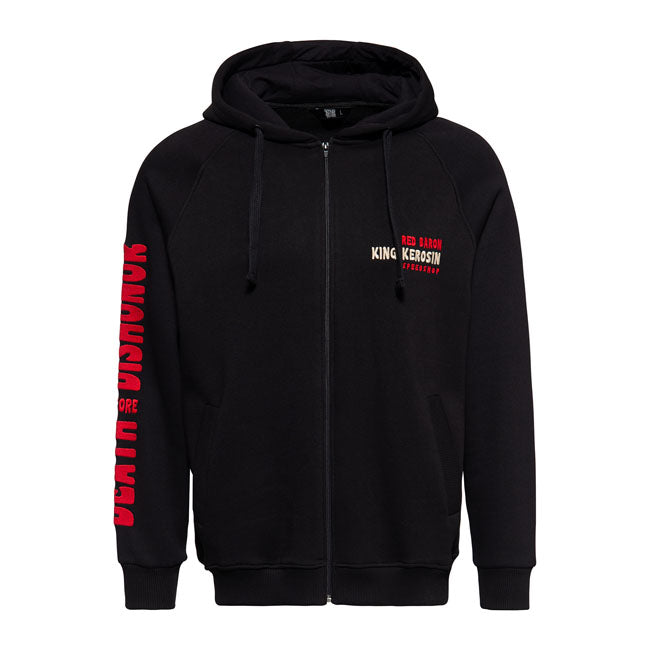 King Kerosin Red Baron Hoodie Black - FREE UK Shipping, FREE 365 Day Returns | Moto Central