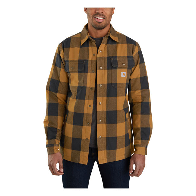 Carhartt Sherpa Lined Flannel Plaid Shirt Carhartt Brown - FREE UK Shipping, FREE 365 Day Returns | Moto Central